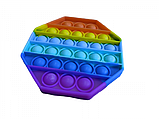 Антистрес сенсорна іграшка Pop It восьмикунк Силіконова Поп Іт Push Up Bubble Різнобарвна Пупирка, фото 5