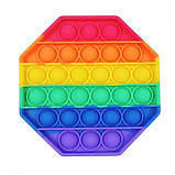 Антистрес сенсорна іграшка Pop It восьмикунк Силіконова Поп Іт Push Up Bubble Різнобарвна Пупирка, фото 3