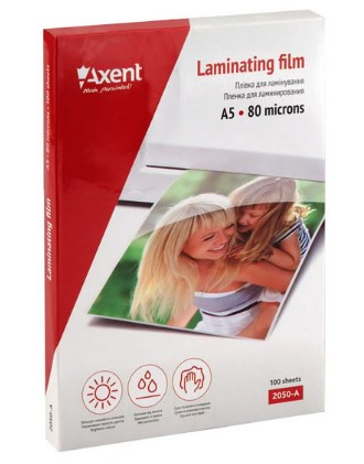 Плівка для ламінування 80 мкм, A5 "Axent" 2050-A(154x216мм), (за 100 шт.), шт, фото 1