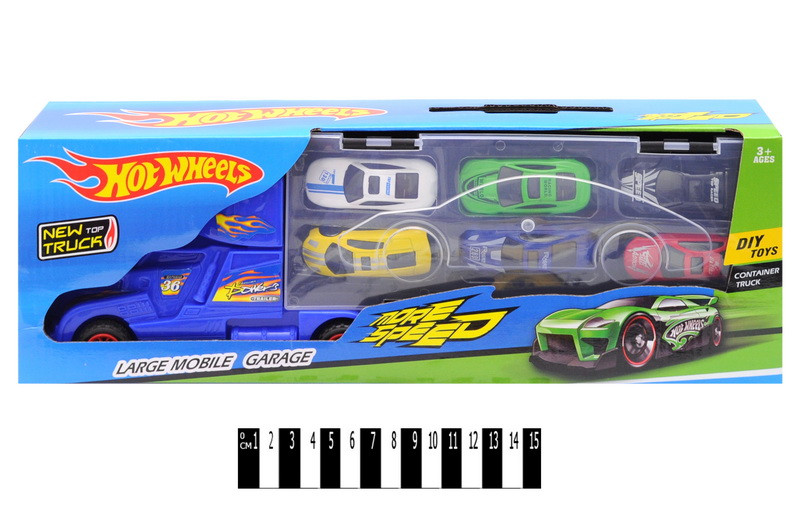 Автовоз "Hot Wheels" з 6 машинками, в коробці JH933-1 р.40*8*13,5см, шт