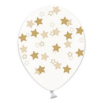 Латексні кульки "Зірки" золоті на прозорому Belbal