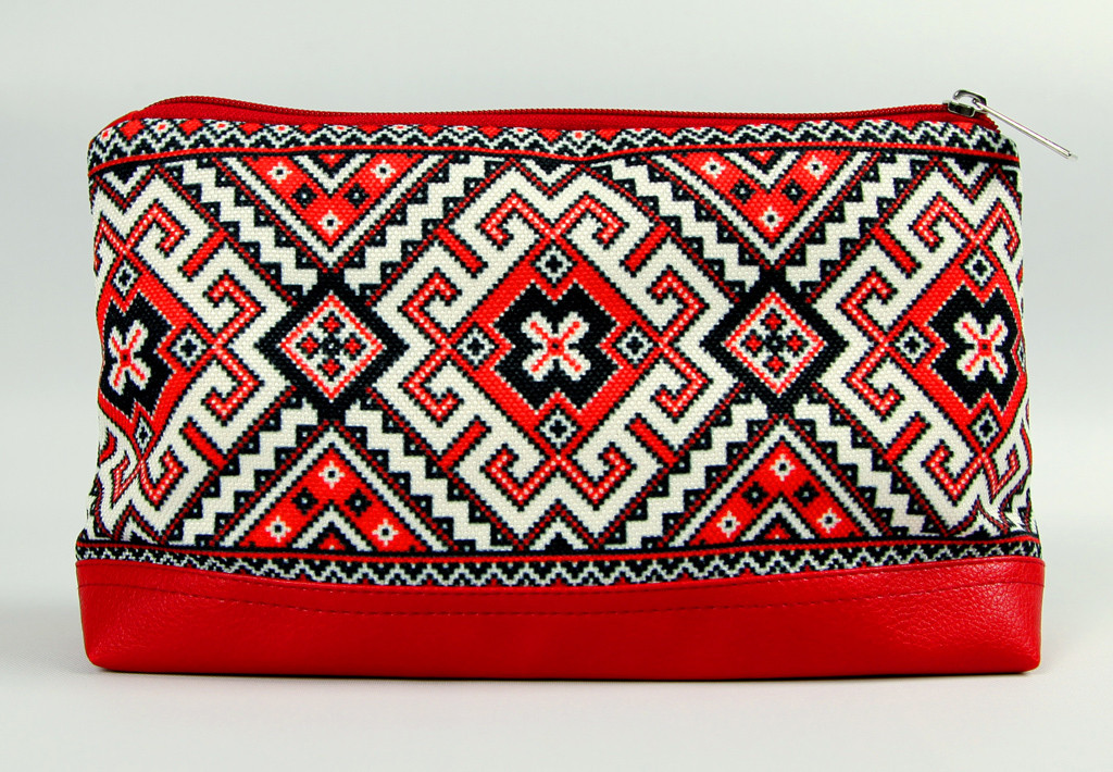 Косметичка дорожня жіноча Lovely Український червоно-білий орнамент 26x15x8 см (KK_15UKR021_KR), фото 1