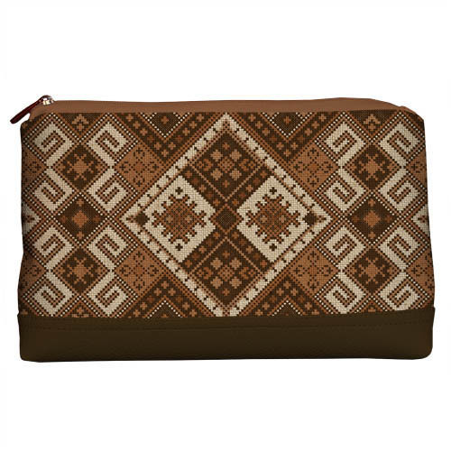Косметичка дорожня жіноча Lovely Український коричневий орнамент 26x15x8 см (KK_15UKR017_TBR), фото 1