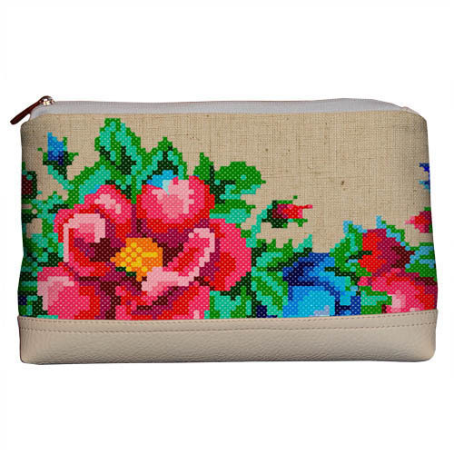 Косметичка дорожня жіноча Lovely Квіти для вишивки 26x15x8 см (KK_15UKR002_SBR), фото 1