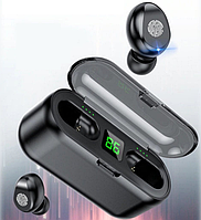 Беспроводные наушники в кейсе с микрофоном Bluetooth наушники TWS F9 Черный