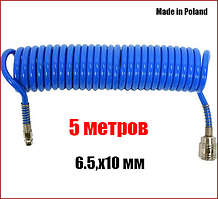 Шланг пневматичний спіральний поліуретановий 6,5х10 мм 5 метрів Yato YT-24204