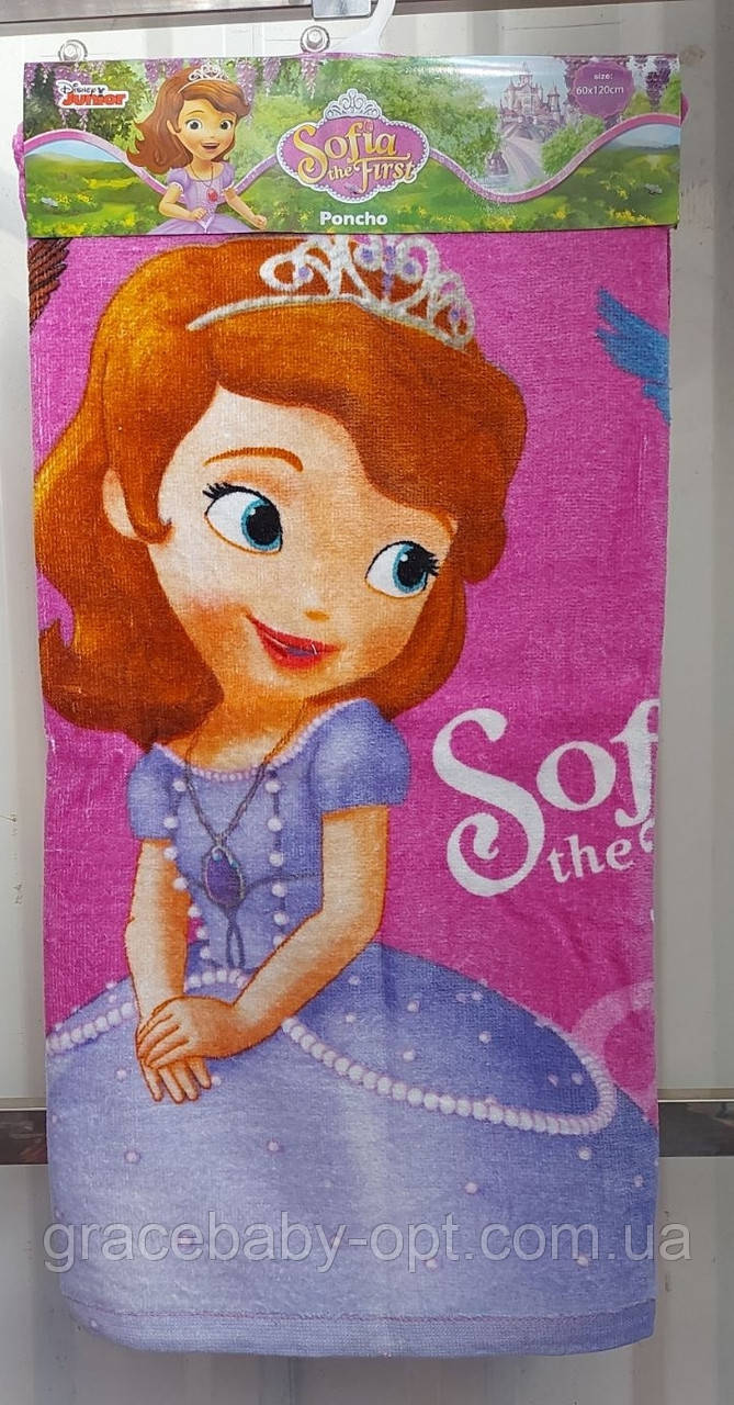Рушник пончо для дівчат оптом, Disney, 60*120 см,  № 69970