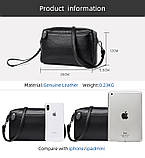 Шкіряна жіноча сумка з натуральної шкіри. Сумочка жіноча маленька на три відділення (руда), фото 10