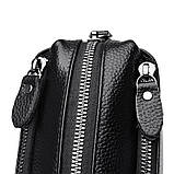 Шкіряна жіноча сумка з натуральної шкіри. Сумочка жіноча маленька на три відділення (руда), фото 6