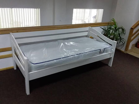 Односпальне ліжко дерев'яне 900*2000 Ілона RoomerIN ,колір білий, фото 2