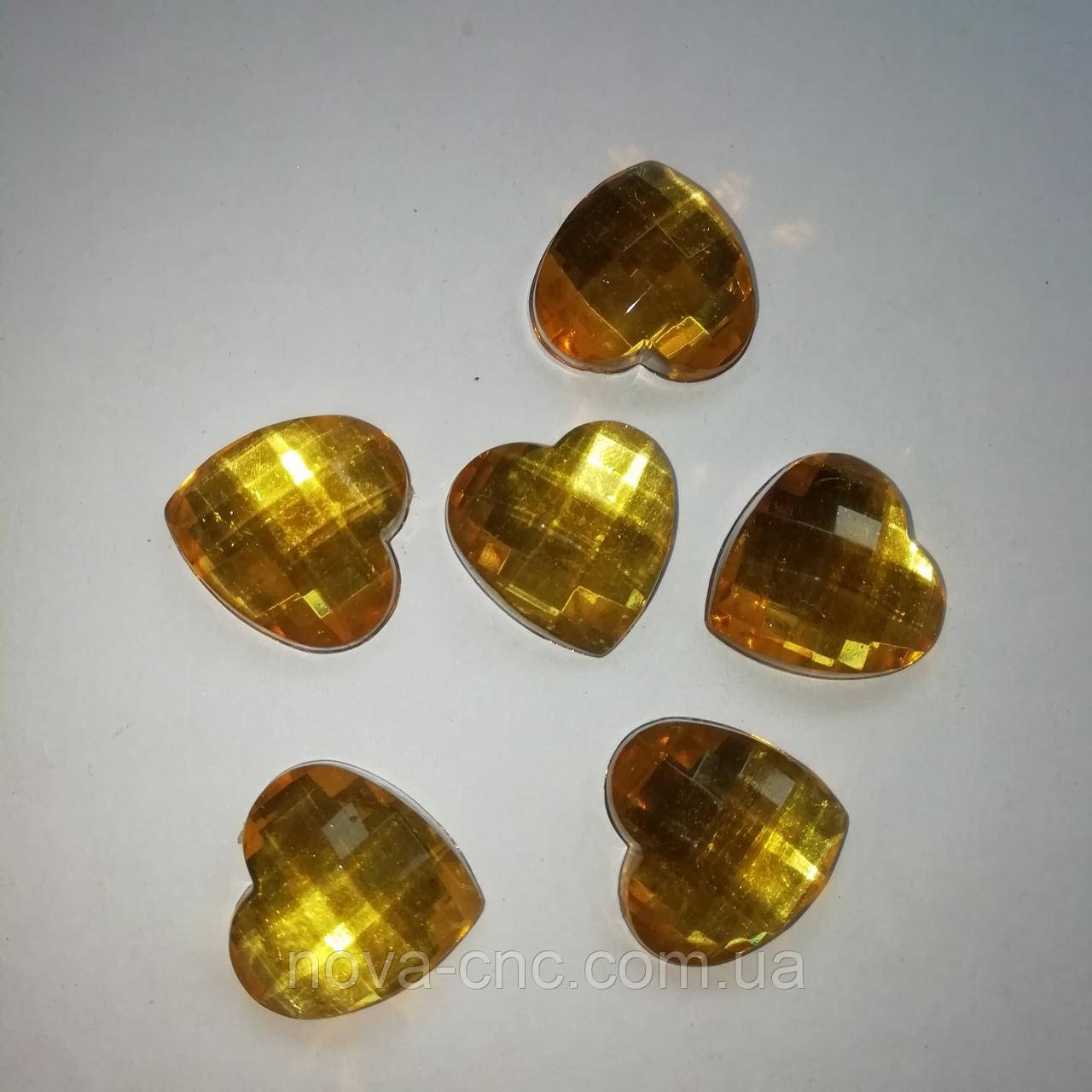 Акриловые стразы, кабошоны "Сердце" медовый 18 мм 200 шт