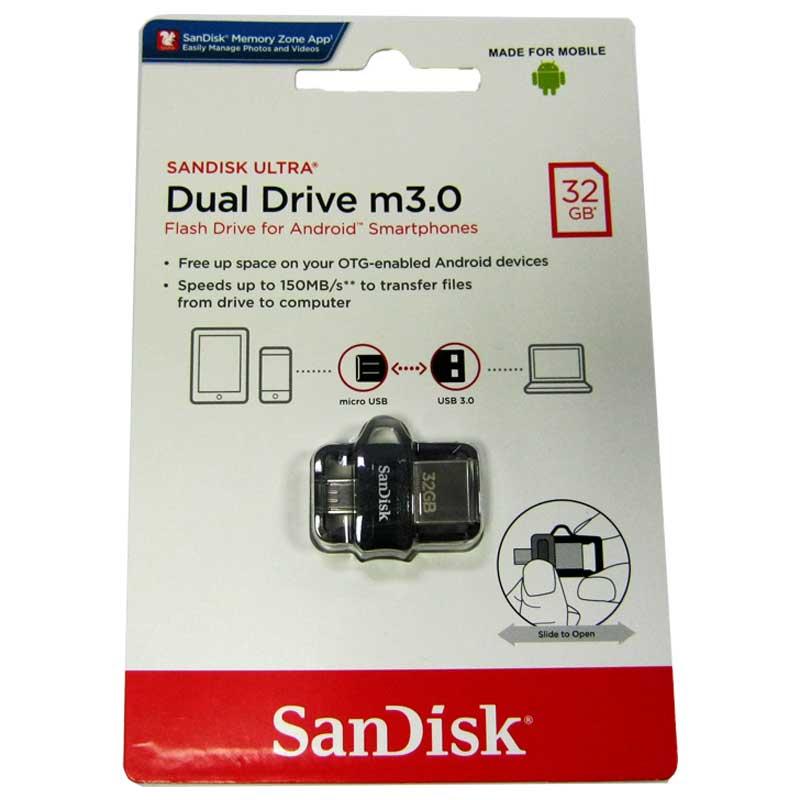 Флешка  32Gb SanDisk Ultra Dual , OTG microUSB 3.0