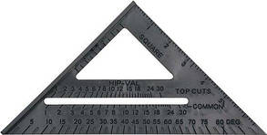 Кутник теслярський VOREL: l = 180 мм, 90 ° х 45 ° х 45 °, для робіт з кроквами