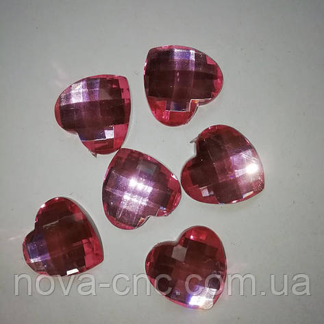 Акриловые стразы, кабошоны "Сердце" розовый 18 мм 100 шт, фото 1