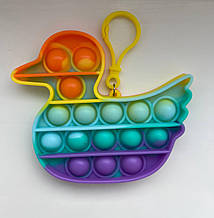 Іграшка-антистрес Pop it для дорослих та дітей "Каченя-брелок веселка" Антистрес Сімпл Дімпл Pop it fidget.