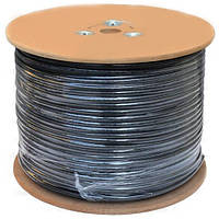 Кабель "Кручена пара" UTP Omega, Cat.5e, 2 пари, 0,48 мм, CCA, Ø 4.5 мм, зовнішній з тросом, 305 м