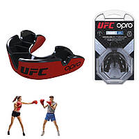 Капа боксерская одночелюстная Opro Junior Silver Ufc Hologram Red-Black детская спортивная для защиты зубов