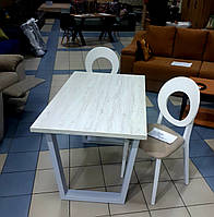 Стол обеденный Бинго каркас Белый бархат, столешница ДСП Вествуд 1150*750 мм (Металл-Дизайн ТМ) 1550*800 мм, аляска