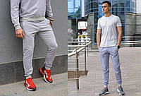 Мужские спортивные брюки серые, мужские спортивные штаны весна-осень