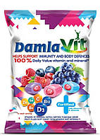 Жевательные конфеты Tayas Damla Vit с фруктовым наполнителем, витаминами и минералами 90г