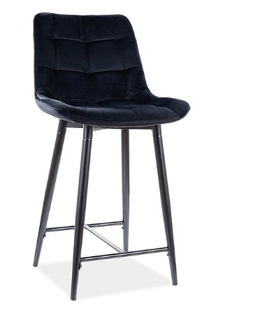 Стілець напівбарний Chic H-2 Velvet метал Чорний матовий, оксамитова тканина Bluvel 19 Чорна (Signal ТМ)
