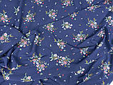 Тканина супер софт, дрібна квіточка на темно синьому кольорі №6092, фото 2