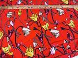 Тканина супер софт №6115 (яскраво червоний), фото 3