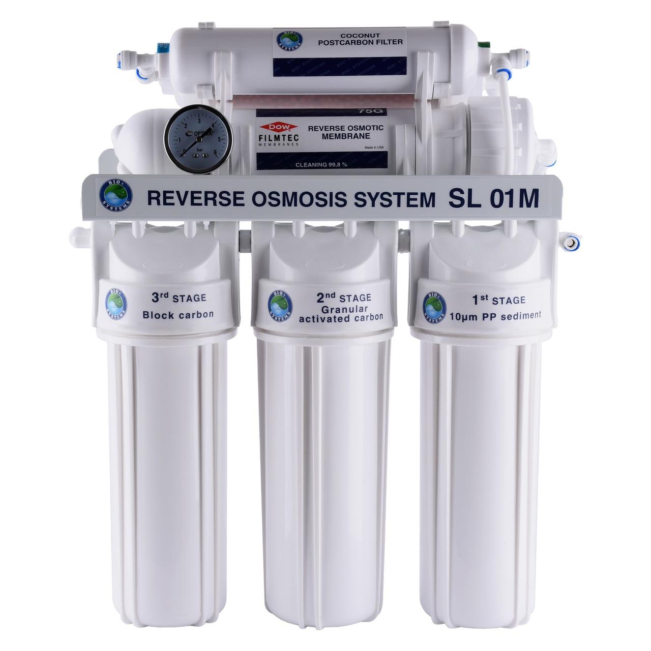 Система зворотного осмосу BioSystems (Filmtec США) без насоса з мінералізатором RO-75-SL01M