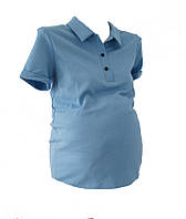 Голубая женская футболка поло, трикотажная блуза для беременных