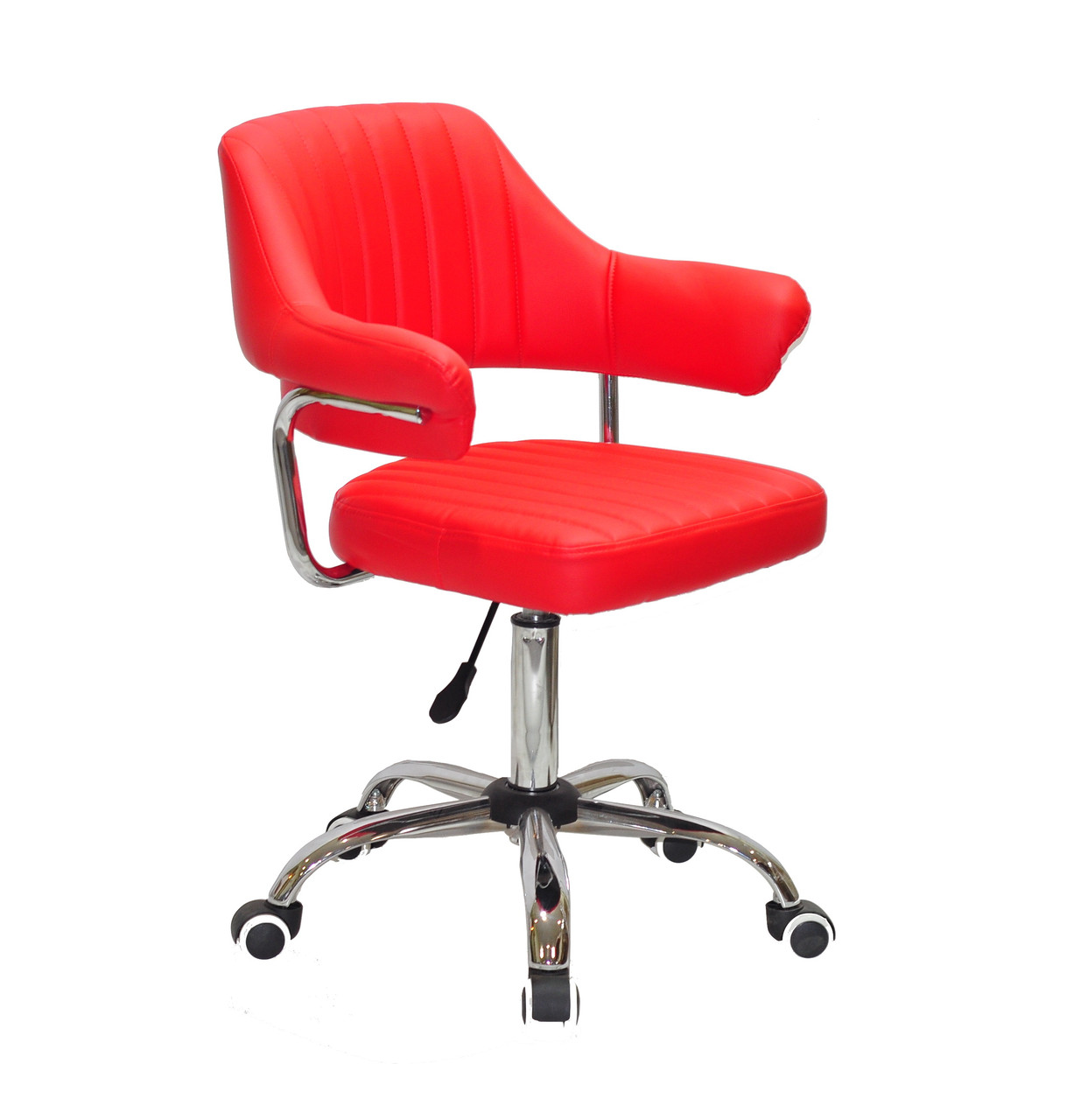 Крісло офісне Джеф JEFF CH — OFFICE червоний шкірозамінник, на хром хрестовині з колесами, фото 1