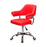 Крісло офісне Джеф JEFF CH — OFFICE червоний шкірозамінник, на хром хрестовині з колесами, фото 4