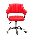 Крісло офісне Джеф JEFF CH — OFFICE червоний шкірозамінник, на хром хрестовині з колесами, фото 3