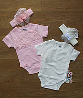 Боди с коротким рукавом на девочку Турция,одежда для новорожденных Турция, нарядный бодик для девочки 6 мес, Розовый