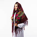 Українська хустка з тороками 120х120см Бордова, фото 3