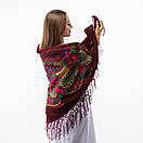 Українська хустка з тороками 120х120см Бордова, фото 4