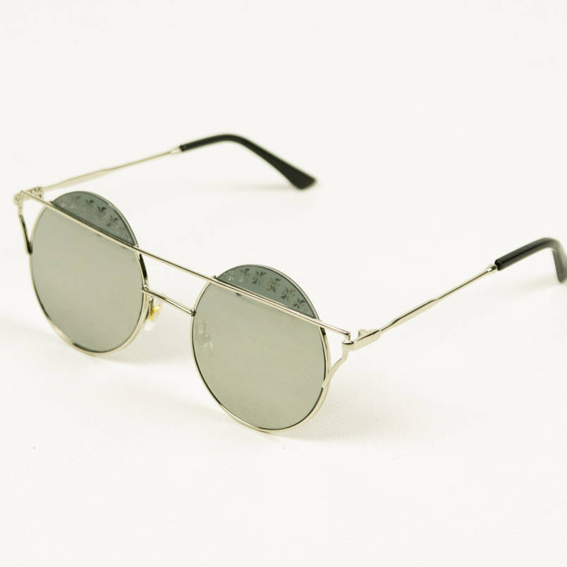 Окуляри сонцезахисні круглі - Сріблясті з сірими дзеркальними лінзами - 3819/2, фото 1