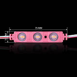 Світлодіодний модуль BRT XG194 5630-3 led W 1,5 W PINK, 12В, IP65 рожевий з лінзою півсфера, фото 3