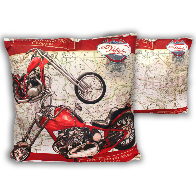 Подушка декоративна на блискавці Тріумф чоппер 1970р. Carmani,45х45 см (021-1203), фото 1