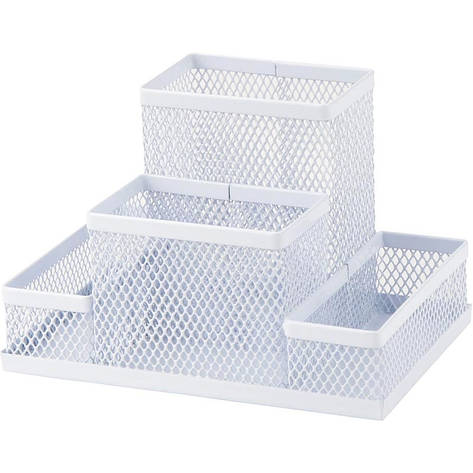 Підставка-органайзер 155x103x100мм металева, біла, фото 1