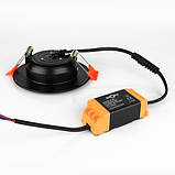 Світильник світлодіодний Biom DF-6B 6Вт чорний круглий 5000К, фото 3