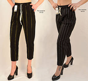 Жіночі укорочені літні лляні штани в смужку XL — 4XL Kenalin