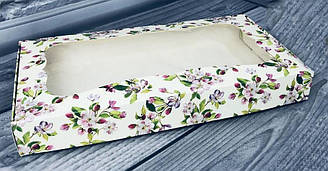 Коробка для печива, пряників, з вікном, 15 см х 28 см х 3 см Весна