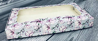 Коробка для печива, пряників, з вікном, 15 см х 28 см х 3 см Магнолія