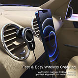 Магнітний автотримач з бездротовою зарядкою MagSafe Car Charger 15W, фото 3