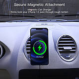 Магнітний автотримач з бездротовою зарядкою MagSafe Car Charger 15W, фото 7