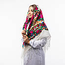 Українська хустка з тороками Мотиль 120х120см Біла, фото 3