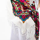 Українська хустка з тороками Мотиль 120х120см Біла, фото 6