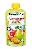 Пюре пауч Яблоко с грушей и бататом Hamanek, 100г