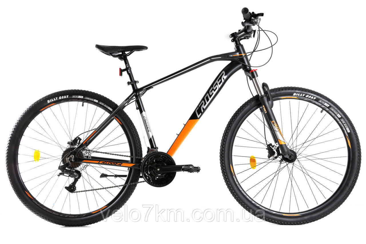 Гірський алюмінієвий велосипед Crosser Inspiron 29"рама 19" комплектація Shimano,швидке зняття коліс чорно-червоні