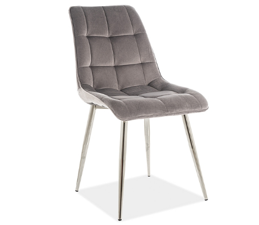 Стілець обідній Chic Velvet метал Хром, оксамитова тканина Bluvel 14 Сіра (Signal ТМ)